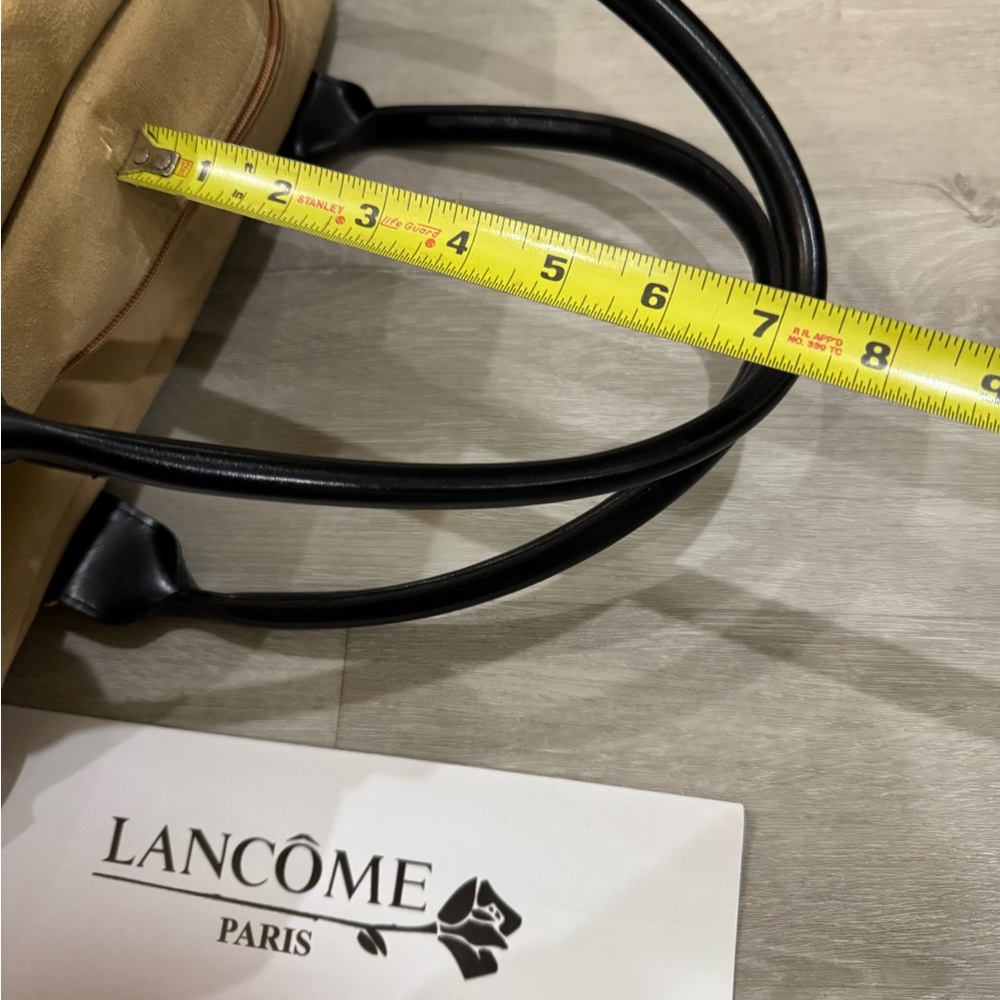 LANCÔME Large Tote/Hobo Bag - Faux Suede Calf Color With Black Bottom/Straps - Picture 10 of 12